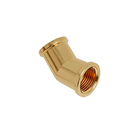 Joelho 45º de Latão Decapado - Rosca Fêmea x Fêmea 1/2